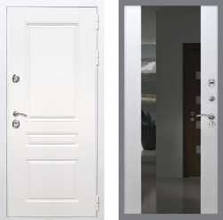 Входная дверь REX Премиум-н Силк Сноу СБ-16 Зеркало Белый ясень
