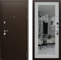 Стальная дверь АСД Спартак с зеркалом Акация светлая